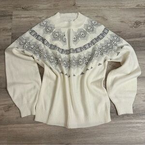 Marciano Elegant White Patterned Women's Crewneck Sweater Holiday sweater size M